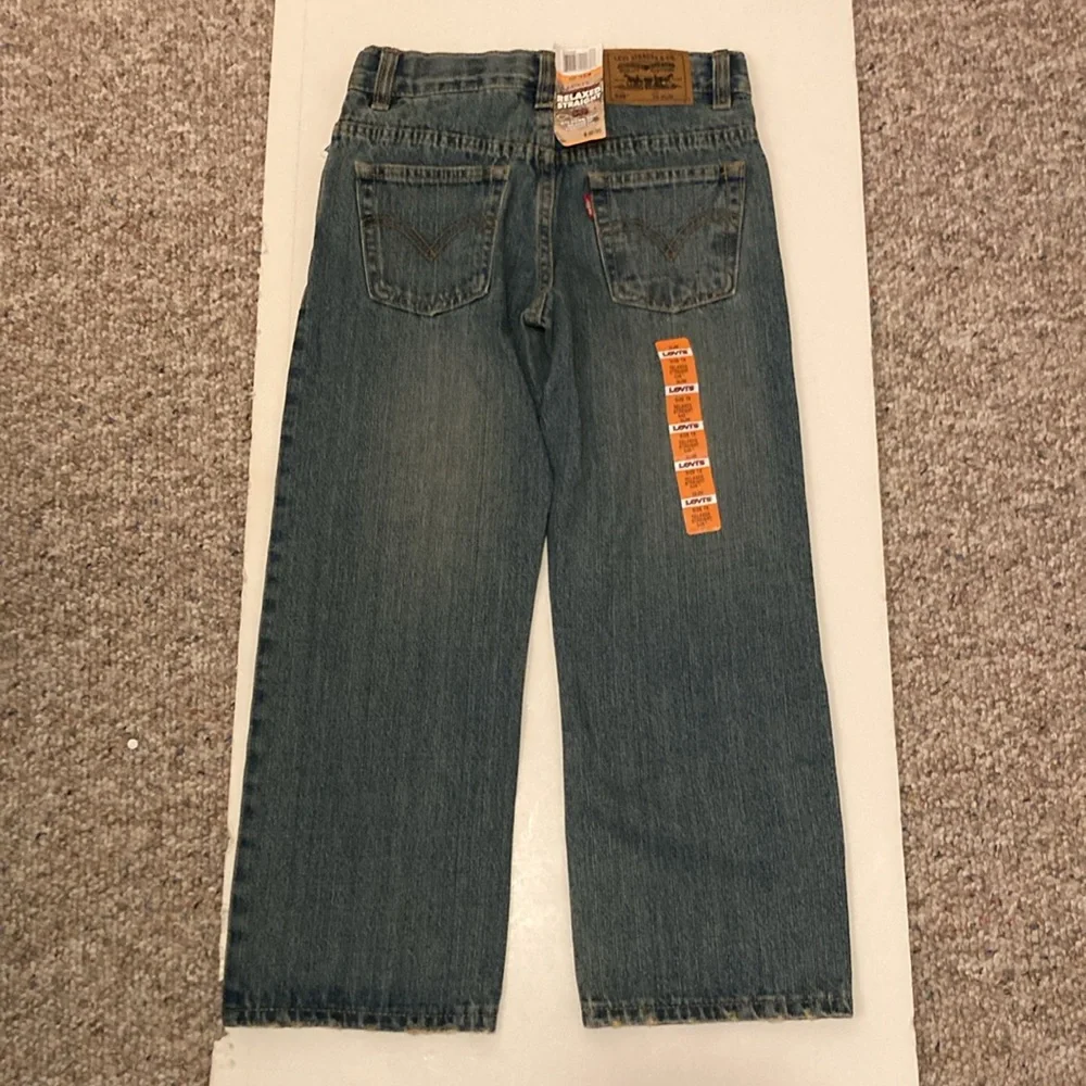 NWT Boys Levi 549 Relaxed Straight Blue Denim Jeans Adjustable Waist Sz 7X Slim